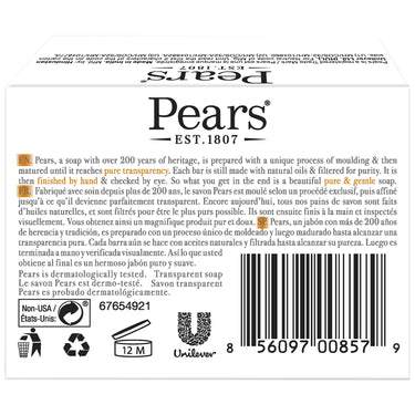 Pears Pure & Gentle Soap Bar (Combo Pack of 3) - With Glycerin for Soft, Glowing Skin & Body, Paraben-Free Body Soaps For Bath Ideal for Men & Women